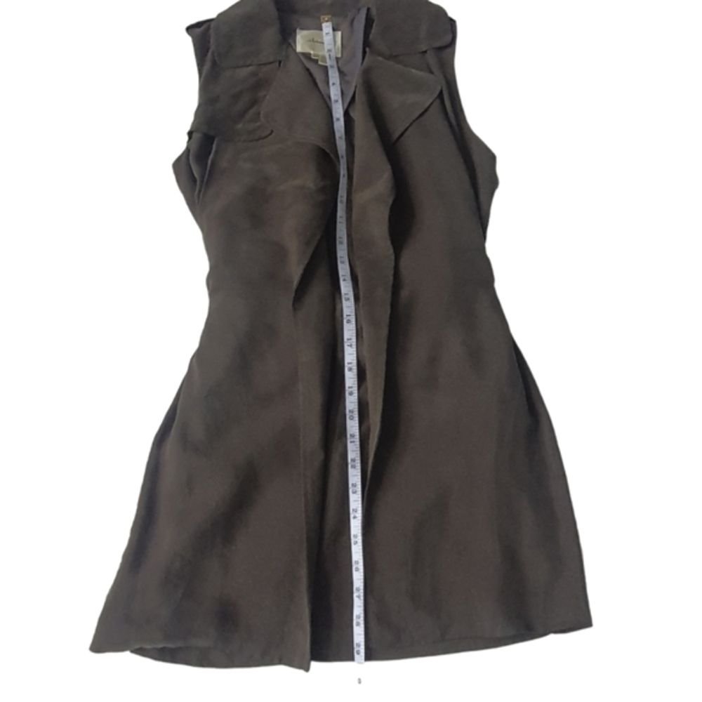 ELEVENSES Anthropologie Long Drape Vest Dark Sage Relaxed Fit XXSP - Picture 8 of 9